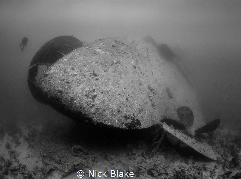 Stern view of the Thistlegorm wreck, Red Sea. by Nick Blake 