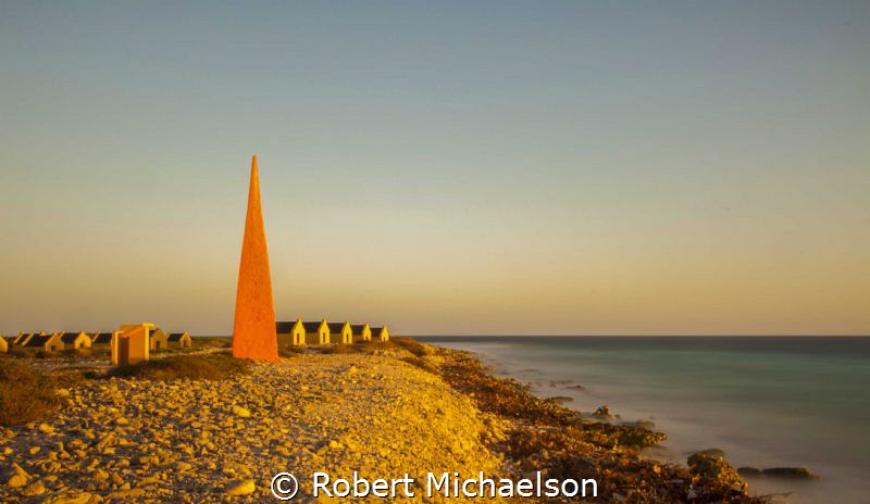 Red slave huts in Bonaire, maintained as a reminder to th... by Robert Michaelson 