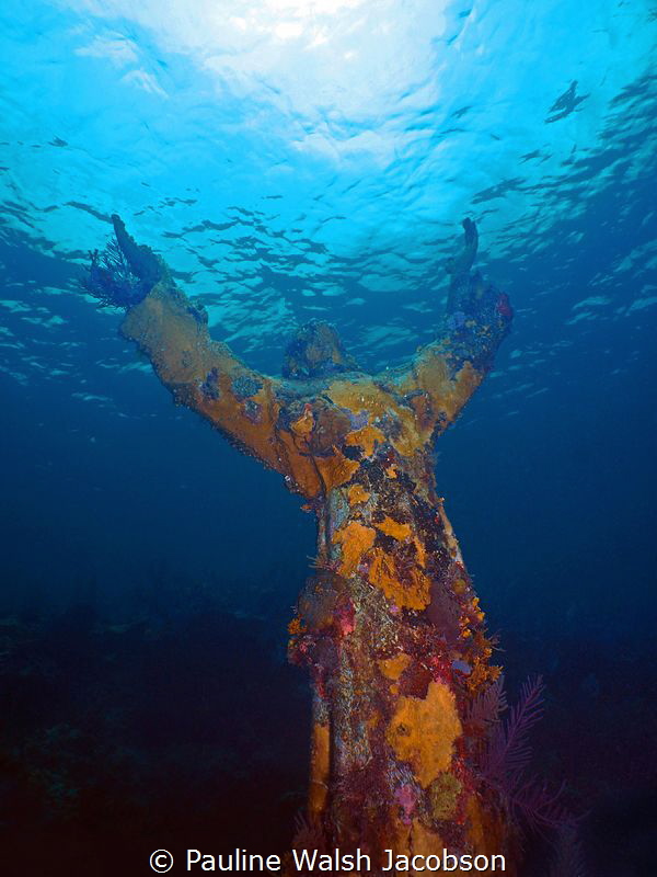 Christ of the Abyss Statue, Dry Rocks Reef, John Pennekam... by Pauline Walsh Jacobson 