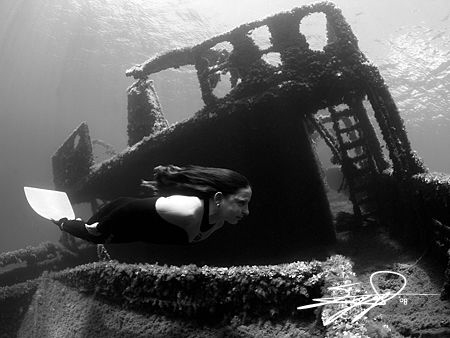 finswimmer & Wreck by Nicholas Samaras 