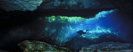 Dos Ojos cave entrance in Yucatan Mexico by Patrick Barry 