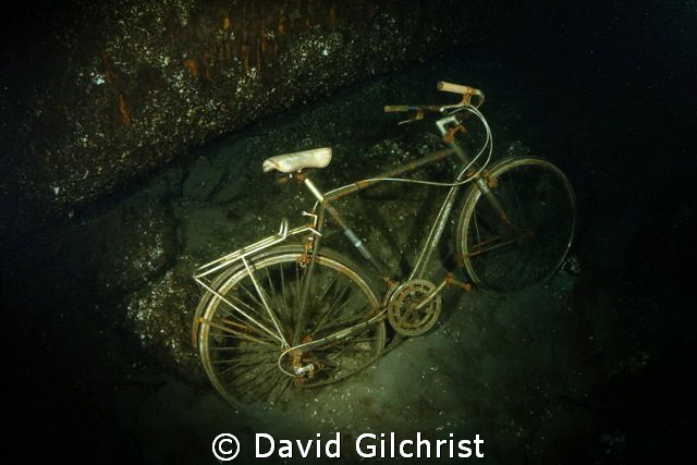 Submerged'Classic' Bicycle lying against the port side of... by David Gilchrist 