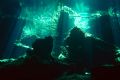 sun light in the cenote Chac Mool