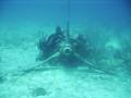 an old b52 bomber engine the rest of the plane went over the wall never found