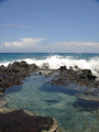 the perfect jacuzzi only with small swells. sandy beach, oahu.