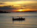 Sunset at the Kima Bajo village, Manado. Fishermen started going out fishing.