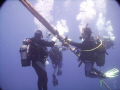 The deco stop, waiting around just before the final few metres. Taken after our excellent dive off the zenobia.