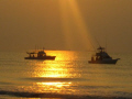 Bait fishing off Cocoa Beach at sunrise