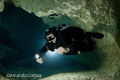 Cave Diver.  
Technical Diving.
Cave diving in Jackson Blue, Florida.  
©Amanda Cotton