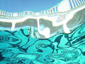 From bottom of Neptune Pool at Hearst Castle, San Simeon, CA.  Reflections of bottom tile pattern.  ViviCam 6200w