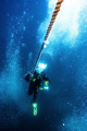 Jim Tarro, my dive buddy doing his deco stop on the line. Off of Block Island, RI