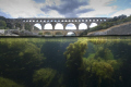 Pont du Gard - Gard River France.  The ancient roman bridge on the Gard river