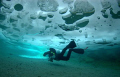 Taken at Morrison's Quarry - Quebec, Canada. Nearing the exit on an ice dive.