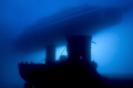 First dive in the morning, boat tied up above the wreck